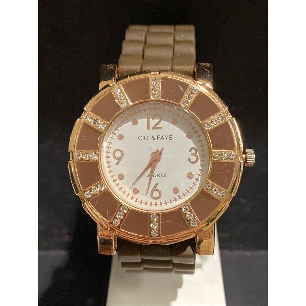 Cici & Faye Ladies Watch Brown With Rhinestones New Battery!